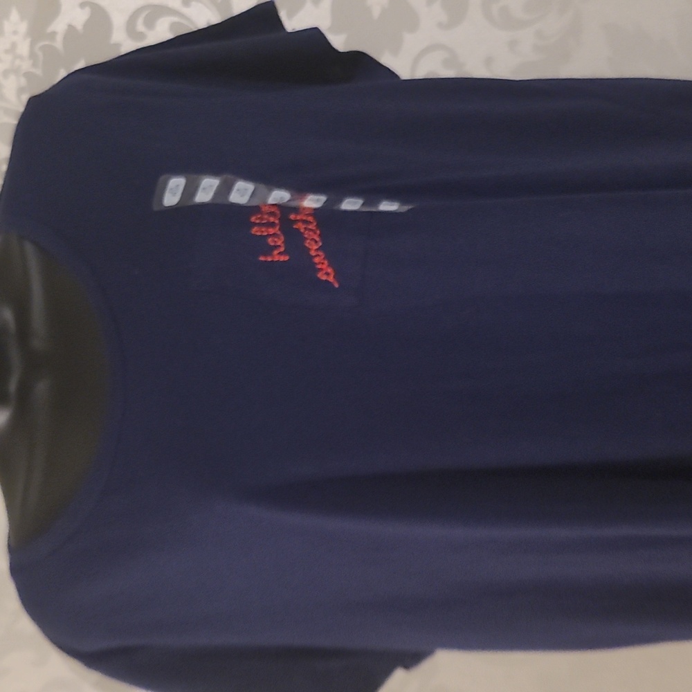 Motherhood Maternity Navy Tee with Red Embroidery